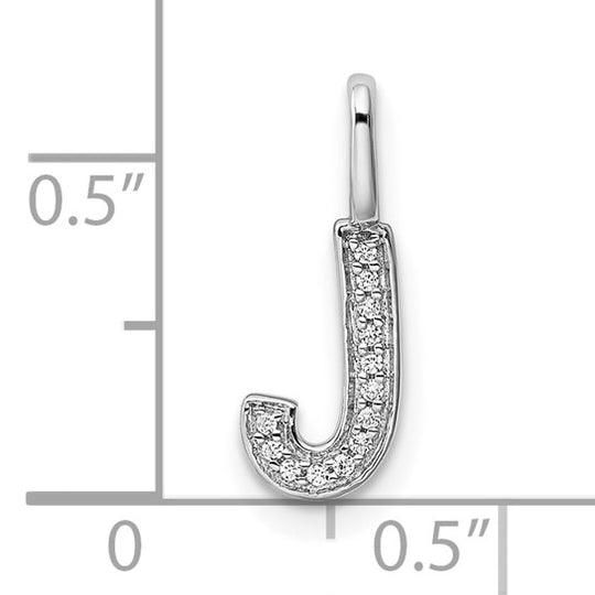 14k White Gold Diamond "J" Initial Pendant