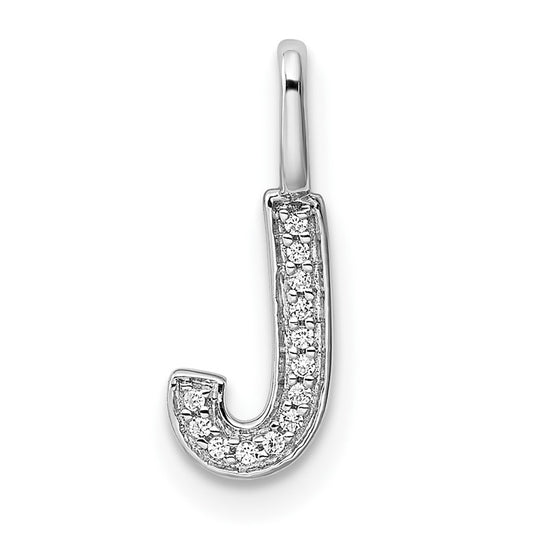 14k White Gold Diamond "J" Initial Pendant