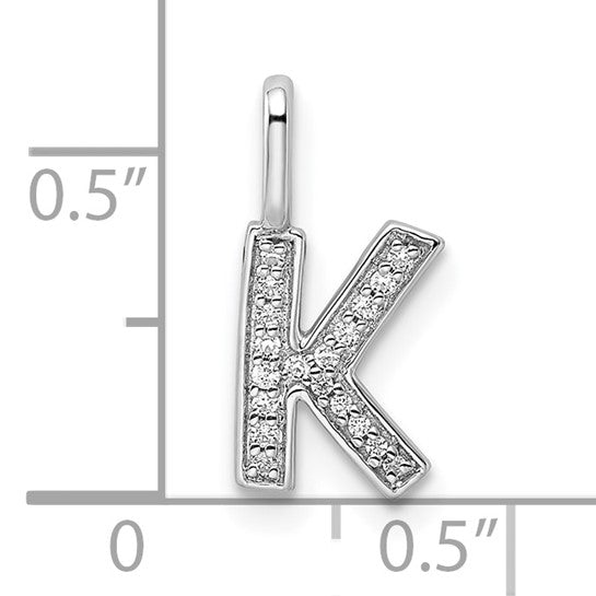 Colgante Inicial Letra K con Diamantes en Oro Blanco de 14K