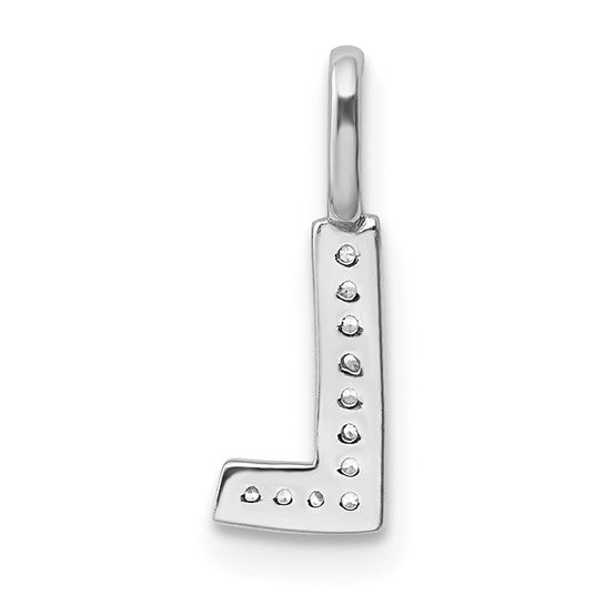 Dije Inicial Letra “L” con Diamantes en Oro Blanco de 14K
