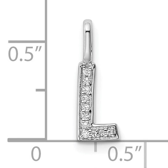Dije Inicial Letra “L” con Diamantes en Oro Blanco de 14K