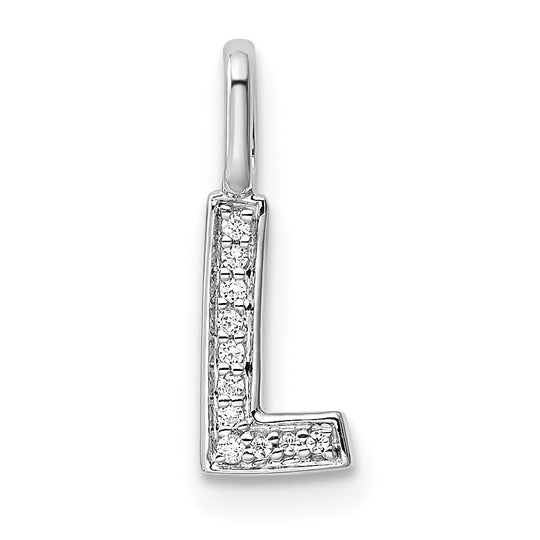 Initial Letter “L” Pendant with Diamonds in 14K White Gold