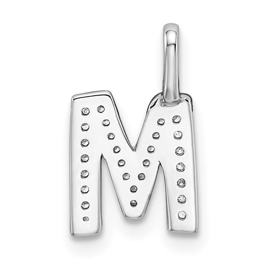 Colgante con Letra “M” en Oro Blanco de 14K con Diamantes