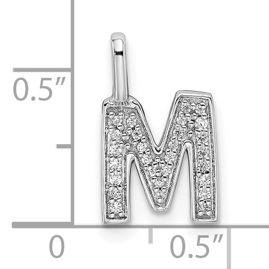 Colgante con Letra “M” en Oro Blanco de 14K con Diamantes