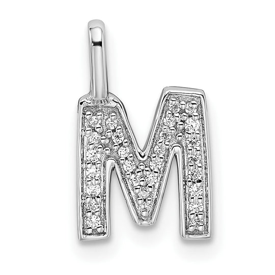 Colgante con Letra “M” en Oro Blanco de 14K con Diamantes