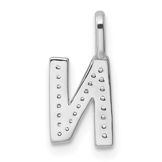 Dije con Inicial "N" Mayúscula en Oro Blanco de 14K con Diamantes