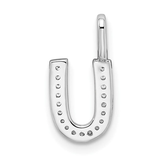 14k White Gold "U" Initial Pendant with Diamonds