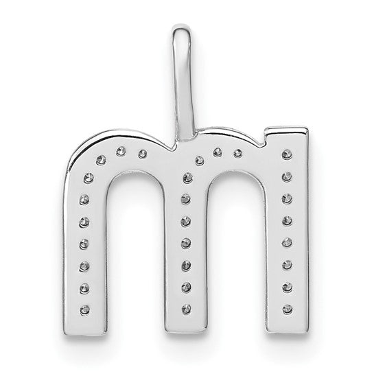 Colgante con Inicial “m” en Minúscula en Oro Blanco de 14K con Diamantes