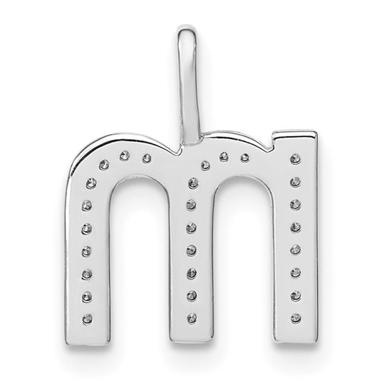 Colgante con Inicial “m” en Minúscula en Oro Blanco de 14K con Diamantes