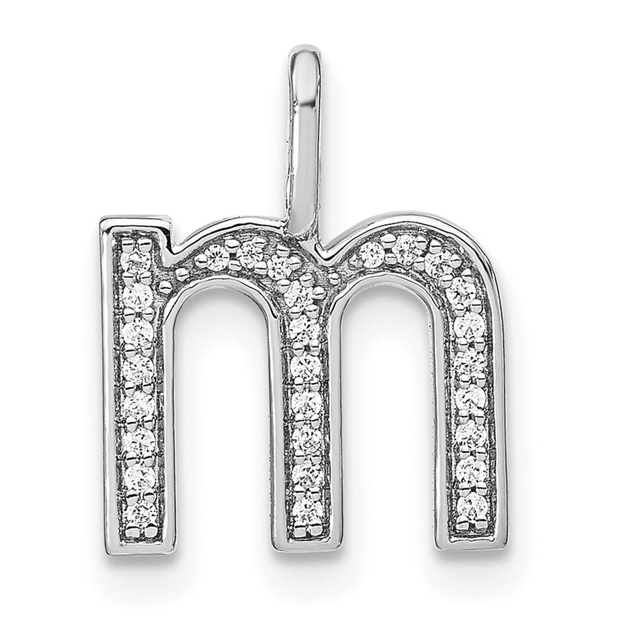 Colgante con Inicial “m” en Minúscula en Oro Blanco de 14K con Diamantes
