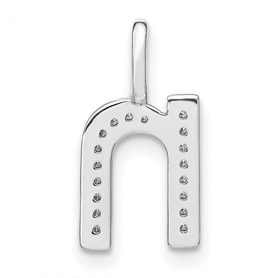Dije con Inicial "n" Minúscula en Oro Blanco de 14K con Diamantes