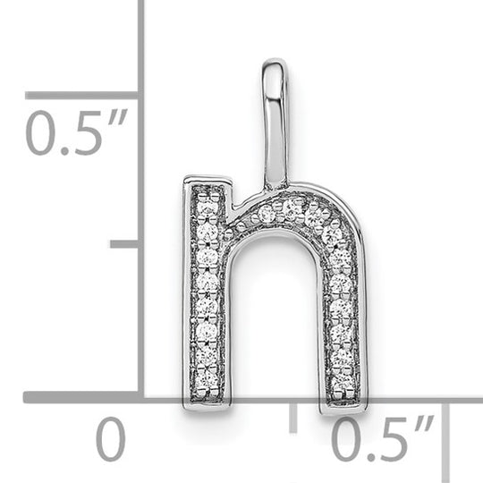 Dije con Inicial "n" Minúscula en Oro Blanco de 14K con Diamantes