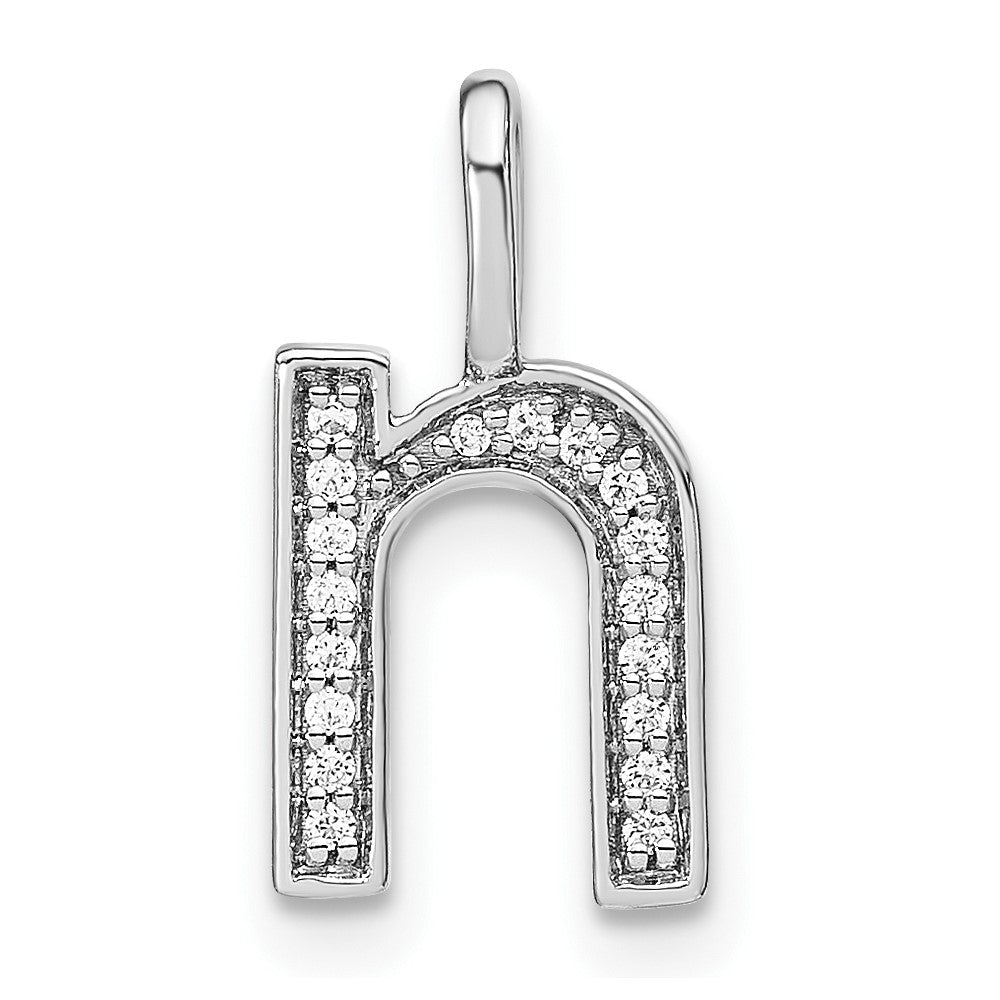 Dije con Inicial "n" Minúscula en Oro Blanco de 14K con Diamantes
