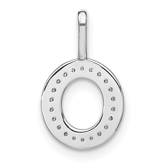 Dije Inicial Letra “o” Minúscula en Oro Blanco de 14K con Diamantes