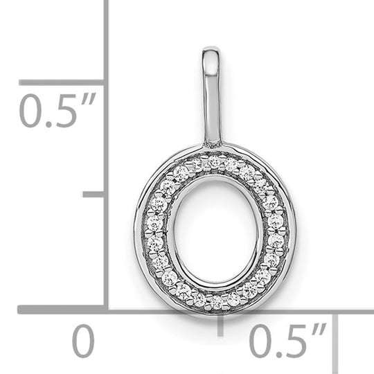 Dije Inicial Letra “o” Minúscula en Oro Blanco de 14K con Diamantes
