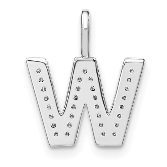 Diamond lowercase letter W initial pendant in 14K white gold 