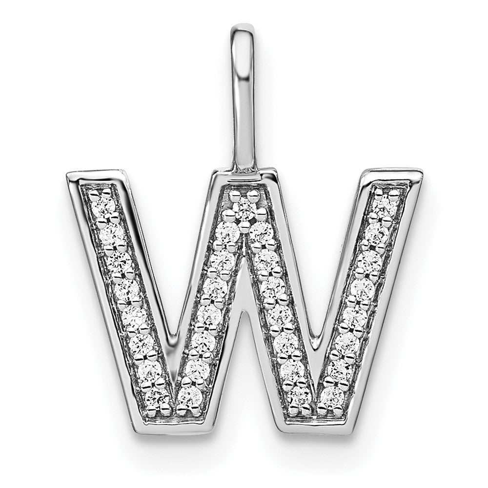 Diamond lowercase letter W initial pendant in 14K white gold 