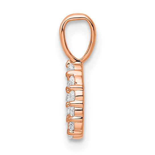 Number 0 Pendant in 14k Rose Gold with Diamond