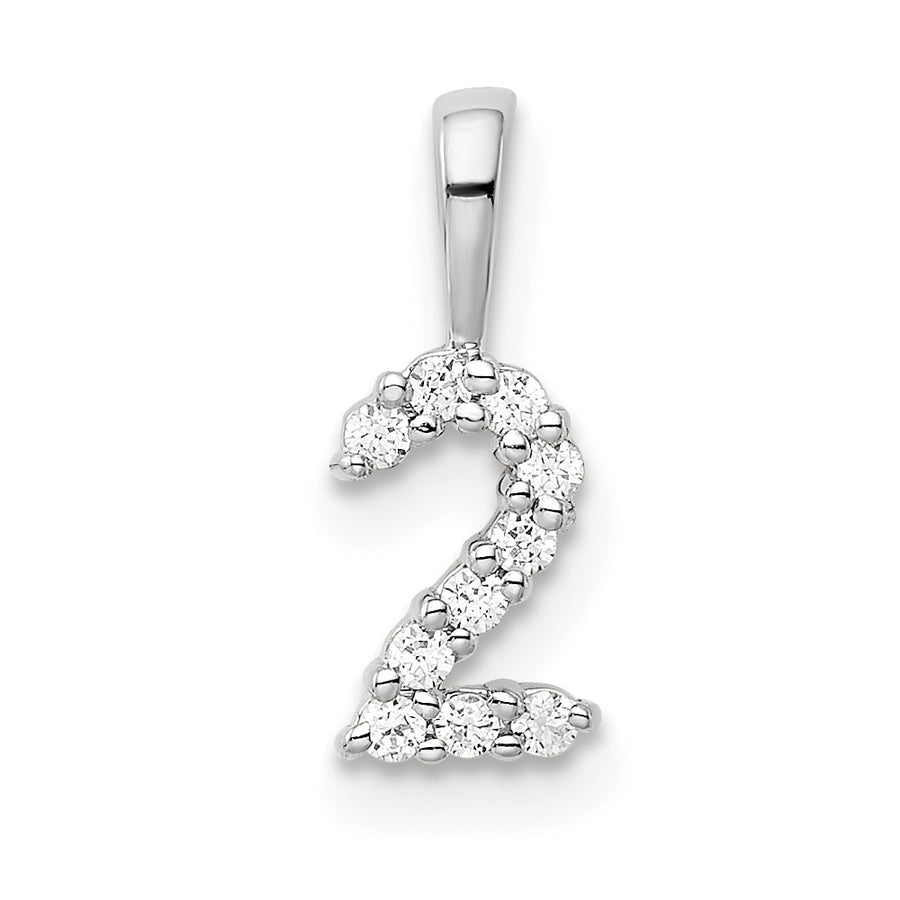Dije Número 2 con Diamantes en Oro Blanco de 14k