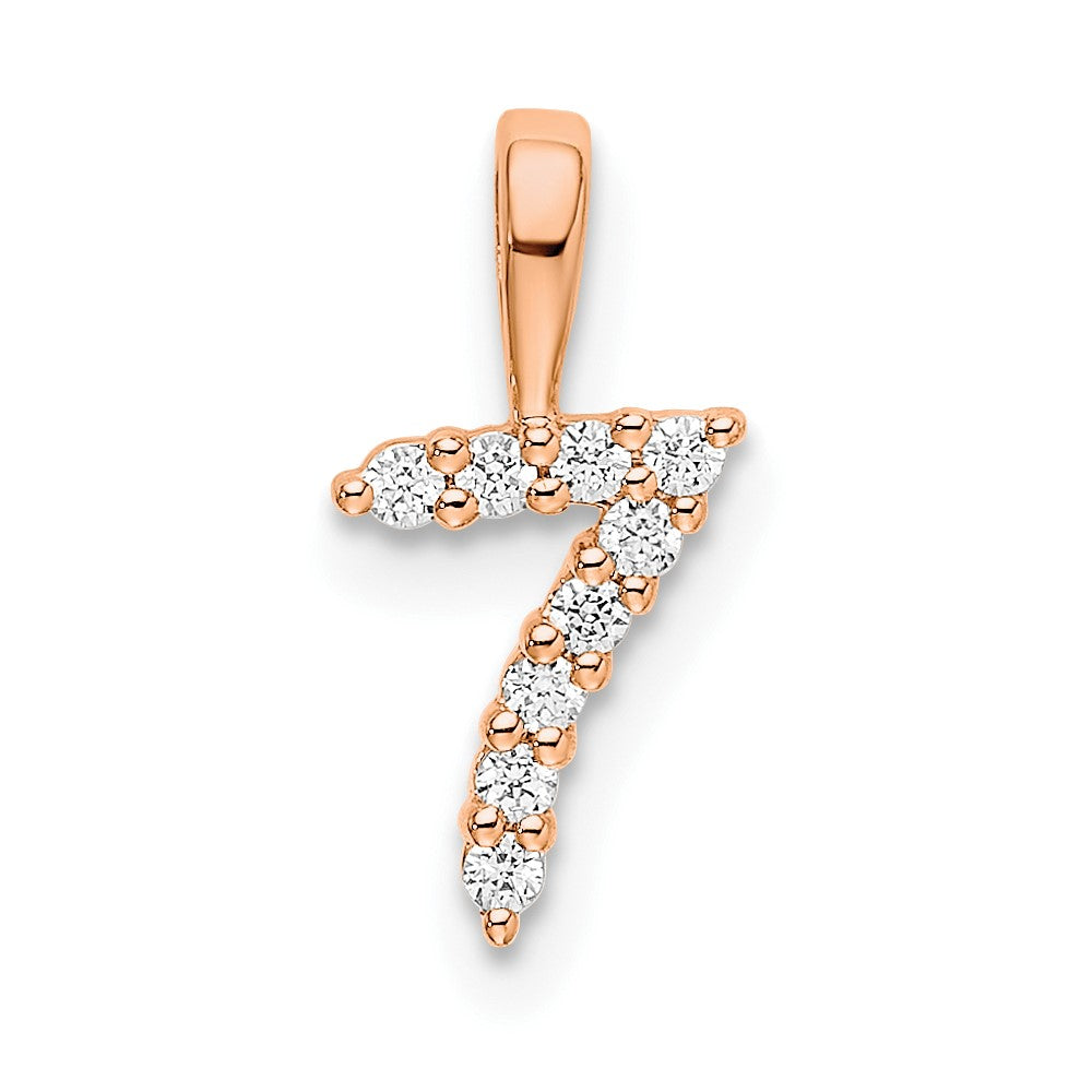 Number 7 Pendant in 14k Rose Gold with Diamond