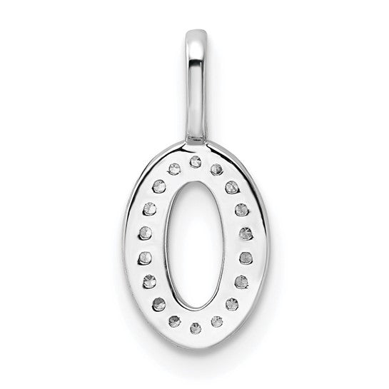 Number 0 Pendant with Diamonds in 14k White Gold 