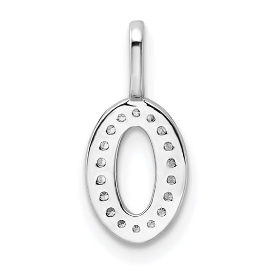 Number 0 Pendant with Diamonds in 14k White Gold 
