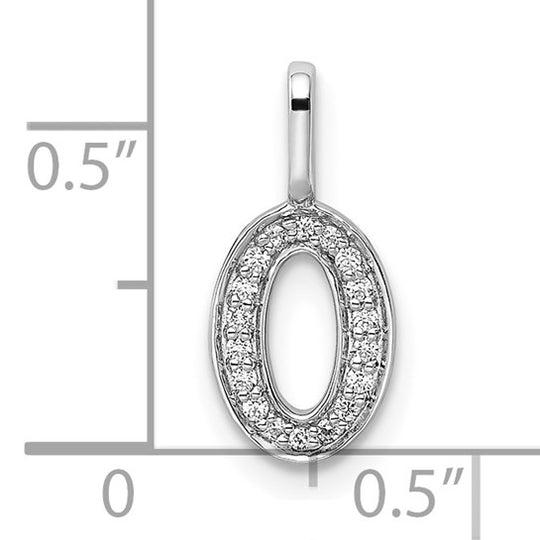 Number 0 Pendant with Diamonds in 14k White Gold 