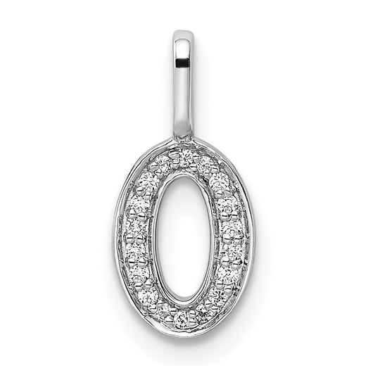 Number 0 Pendant with Diamonds in 14k White Gold 