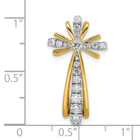 Cruz Pulida de Diamantes en Oro 14k Bicolor