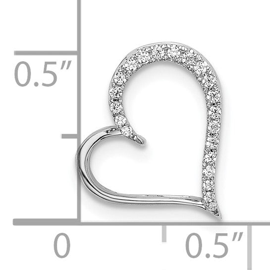 Diamond Heart Chain Slider in 14k White Gold