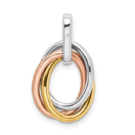 Tri-Color Double Oval Pendant with Diamonds in 14k Gold