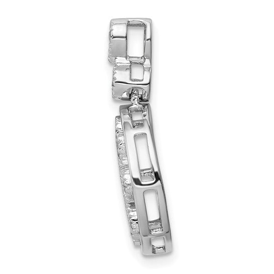 14k White Gold Floral Chain Slider with Diamonds