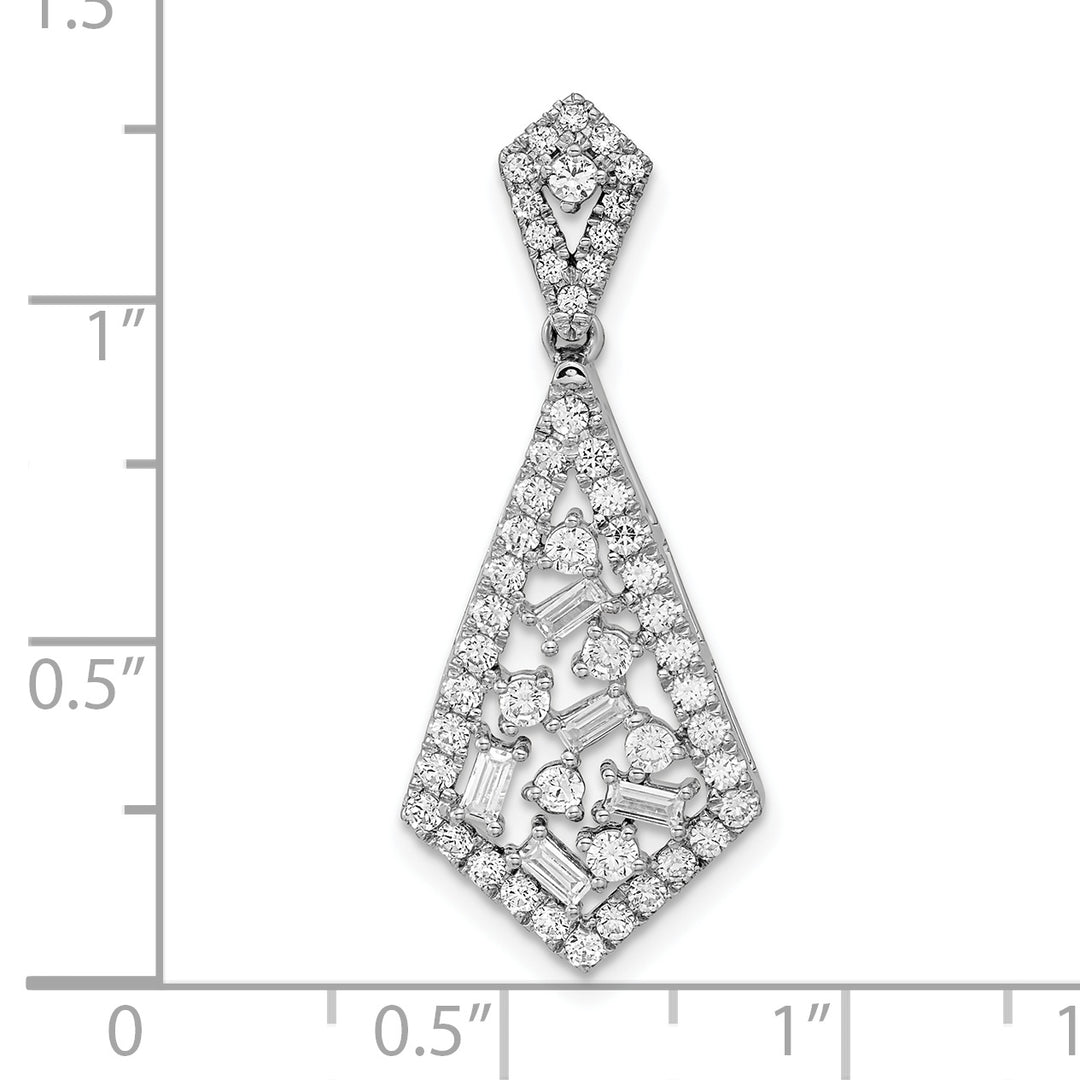 14k White Gold Polished Diamond Sliding Chain Necklace with Fancy Dangle Pendant