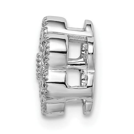 14k White Gold Floral Chain Slider with Diamonds