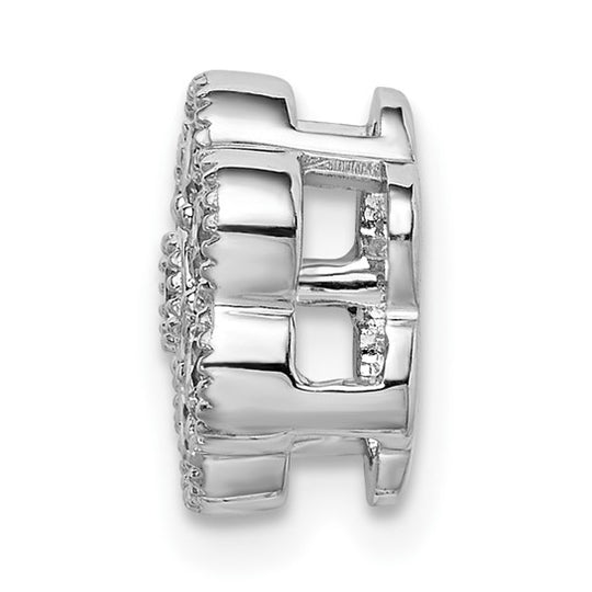 14k White Gold Floral Chain Slider with Diamonds