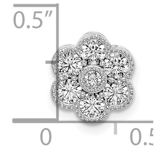 14k White Gold Floral Chain Slider with Diamonds