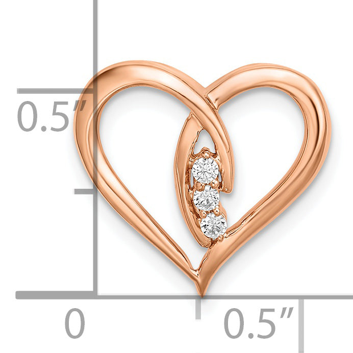 Polished Diamond Heart Chain Slider in 14k Rose Gold