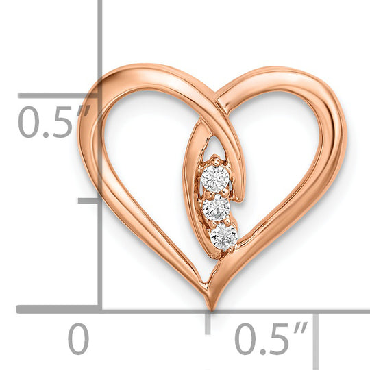 Polished Diamond Heart Chain Slider in 14k Rose Gold