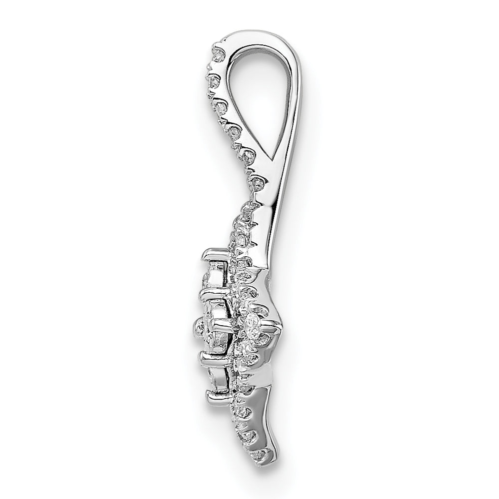 14K White Gold Pendant with Elegant Polished Diamonds