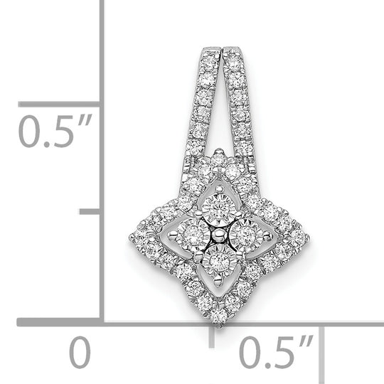 14K White Gold Pendant with Elegant Polished Diamonds