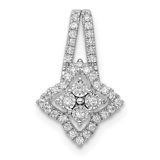 14K White Gold Pendant with Elegant Polished Diamonds