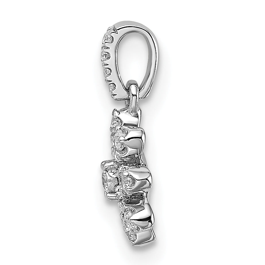Diamond Flower Pendant in Polished 14k White Gold