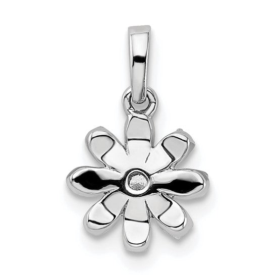 Diamond Flower Pendant in Polished 14k White Gold
