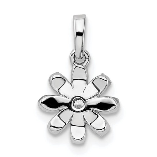 Diamond Flower Pendant in Polished 14k White Gold
