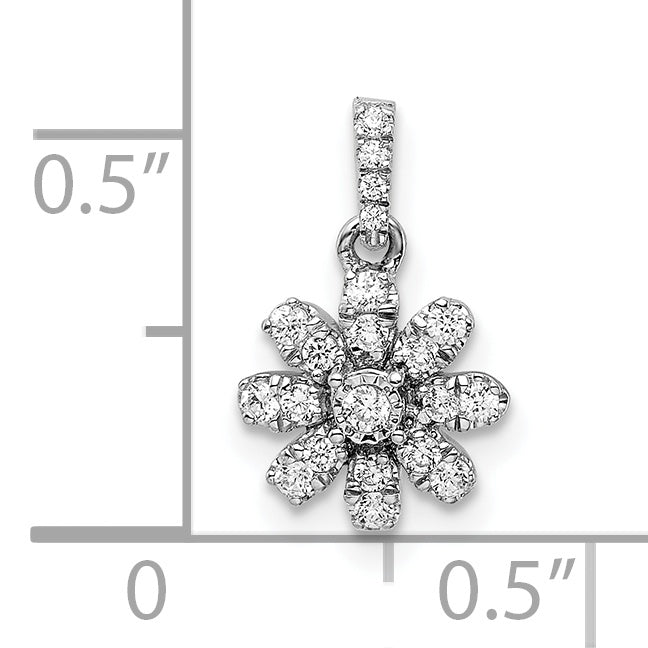 Diamond Flower Pendant in Polished 14k White Gold