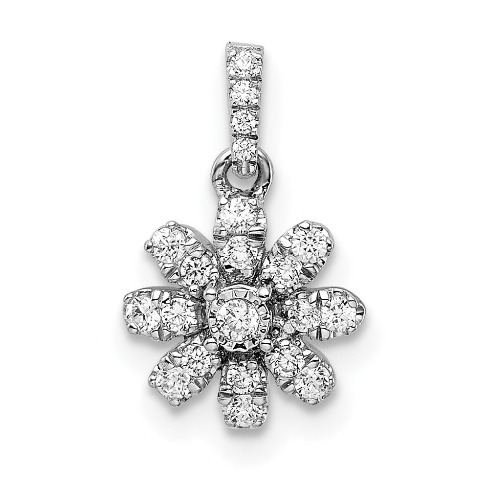 Diamond Flower Pendant in Polished 14k White Gold
