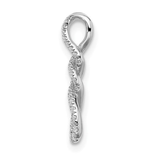 14K White Gold Pendant with Twist and Diamonds