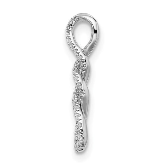 14K White Gold Pendant with Twist and Diamonds