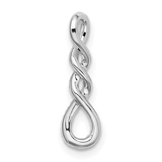 14K White Gold Pendant with Twist and Diamonds