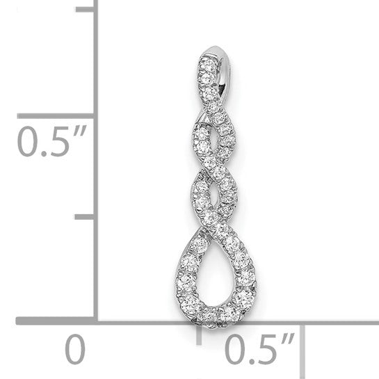 14K White Gold Pendant with Twist and Diamonds
